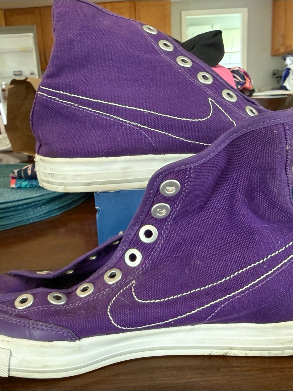 Nike Purple High-Top Canvas Sneakers with White Swoosh